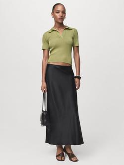 Mango Tomaso Rib Knit Top, Green - view 2, Green