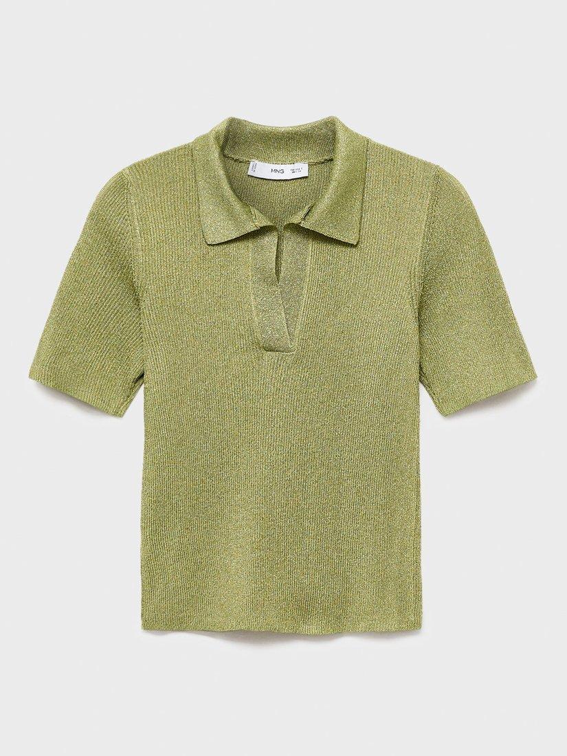 Product image 3 of 8, which shows Mango Tomaso Rib Knit Top, Green, L