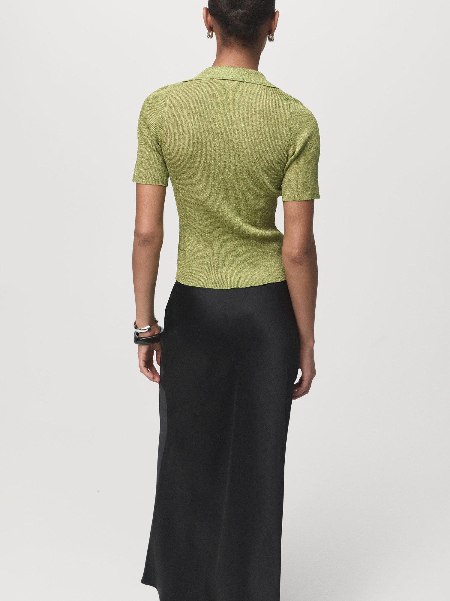 Product image 4 of 8, which shows Mango Tomaso Rib Knit Top, Green, L