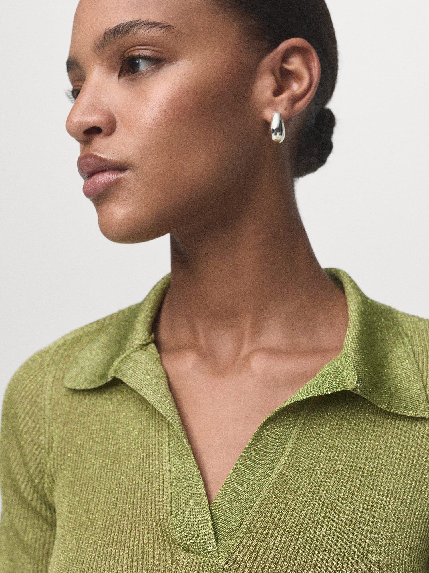 Product image 6 of 8, which shows Mango Tomaso Rib Knit Top, Green, L