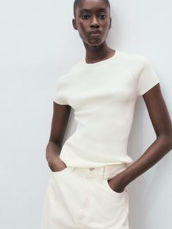 Mango Tulipa Knit Top, Natural White, Natural White