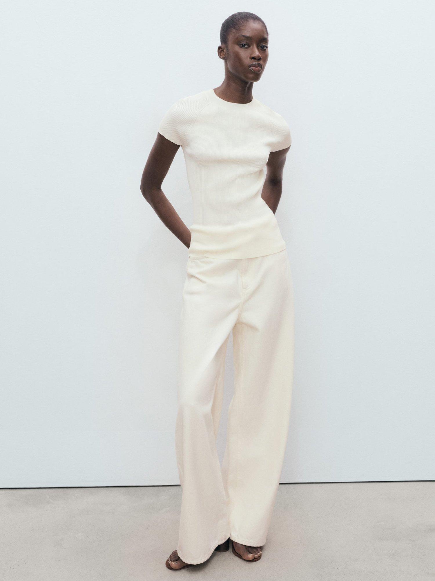 Product image 2 of 7, which shows Mango Tulipa Knit Top, Natural White, L