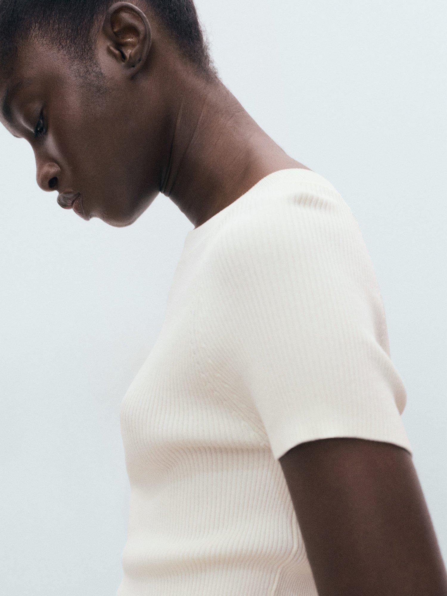 Product image 6 of 7, which shows Mango Tulipa Knit Top, Natural White, L