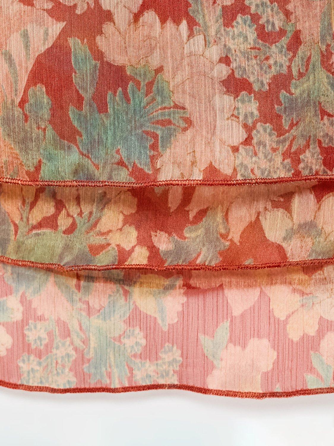 Product image 5 of 8, which shows Mango Celia Floral Ruffle Top, Dark Red, 8