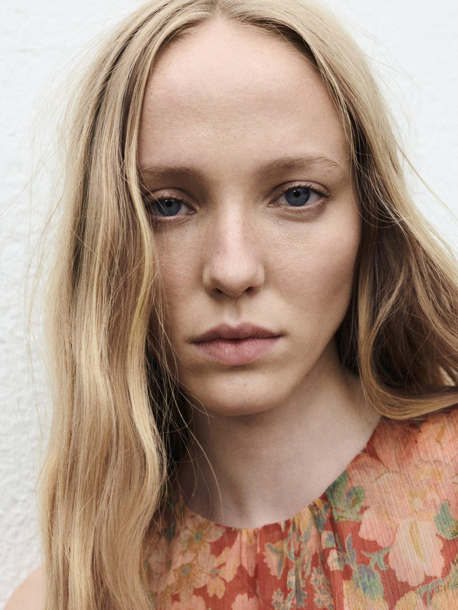 Product image 6 of 8, which shows Mango Celia Floral Ruffle Top, Dark Red, 8