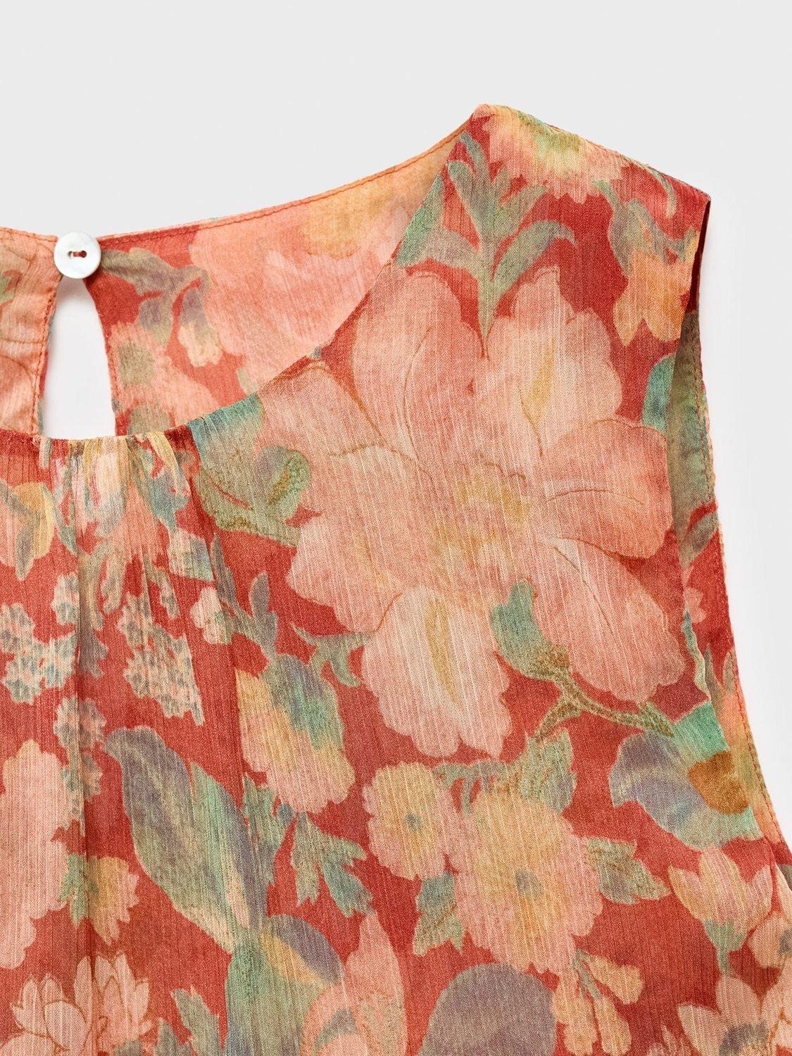 Product image 8 of 8, which shows Mango Celia Floral Ruffle Top, Dark Red, 8