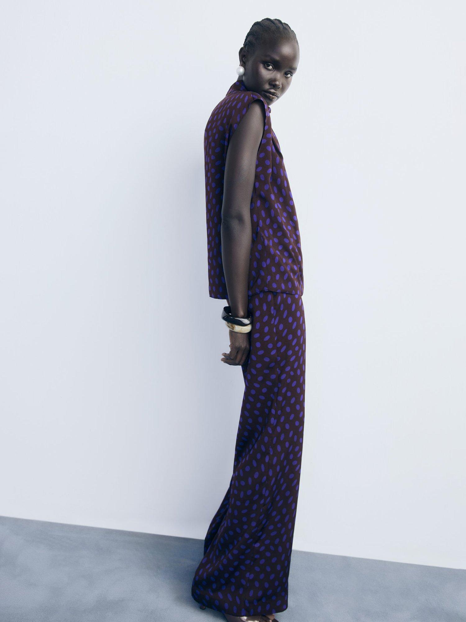 Product image 2 of 7, which shows Mango Deepy Polka Dot Sleeveless Top, Brown, 10