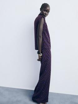 Mango Deepy Polka Dot Sleeveless Top, Brown - view 2, Brown