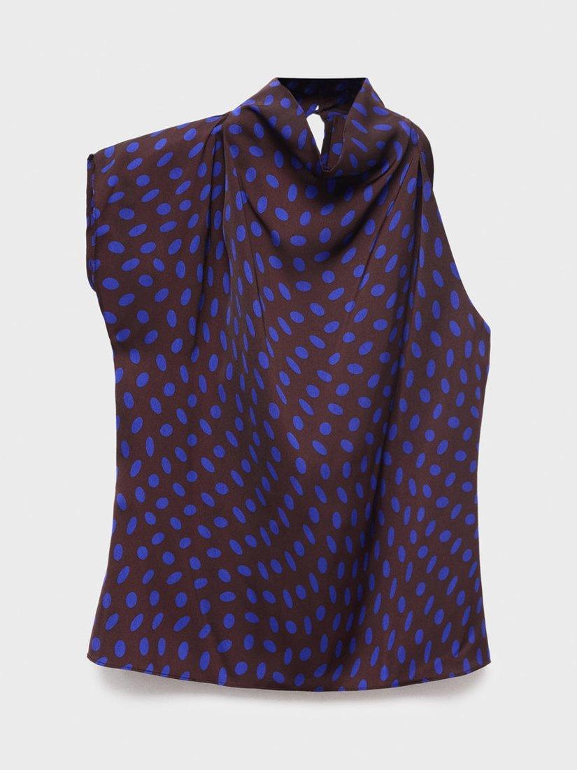 Product image 3 of 7, which shows Mango Deepy Polka Dot Sleeveless Top, Brown, 10