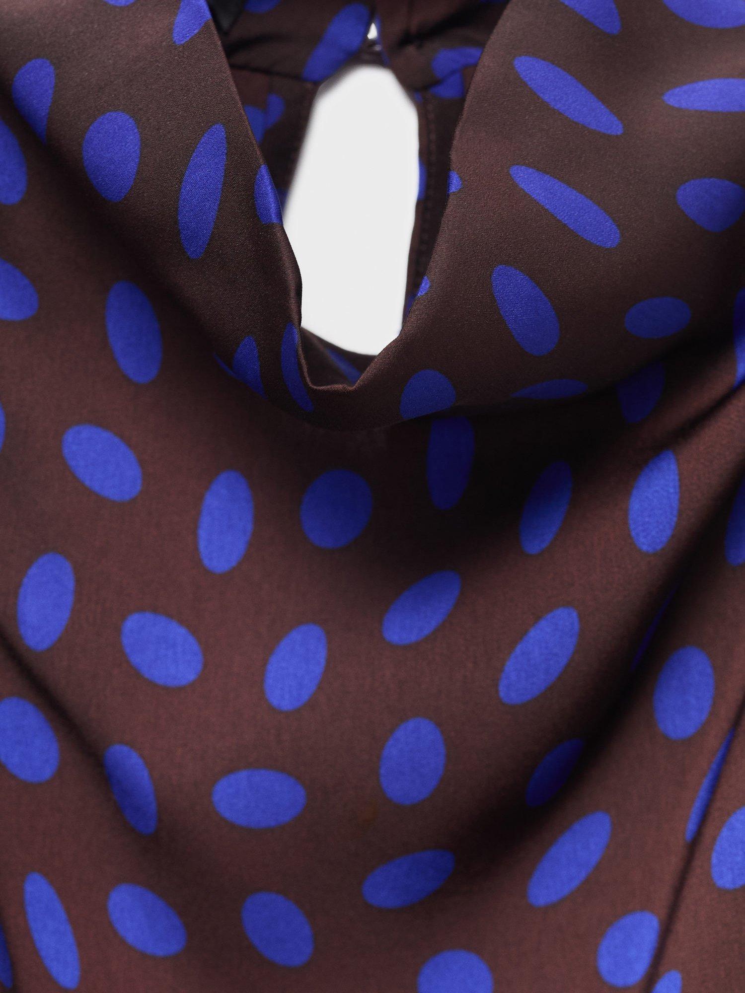 Product image 5 of 7, which shows Mango Deepy Polka Dot Sleeveless Top, Brown, 10