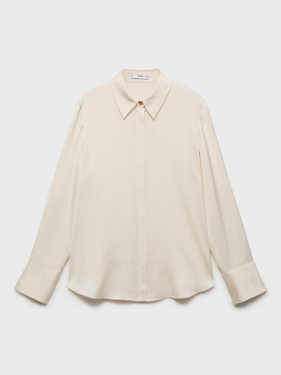 Product image 1 of 8, which shows Mango Ideale Long Sleeve Shirt, Natural White, 10