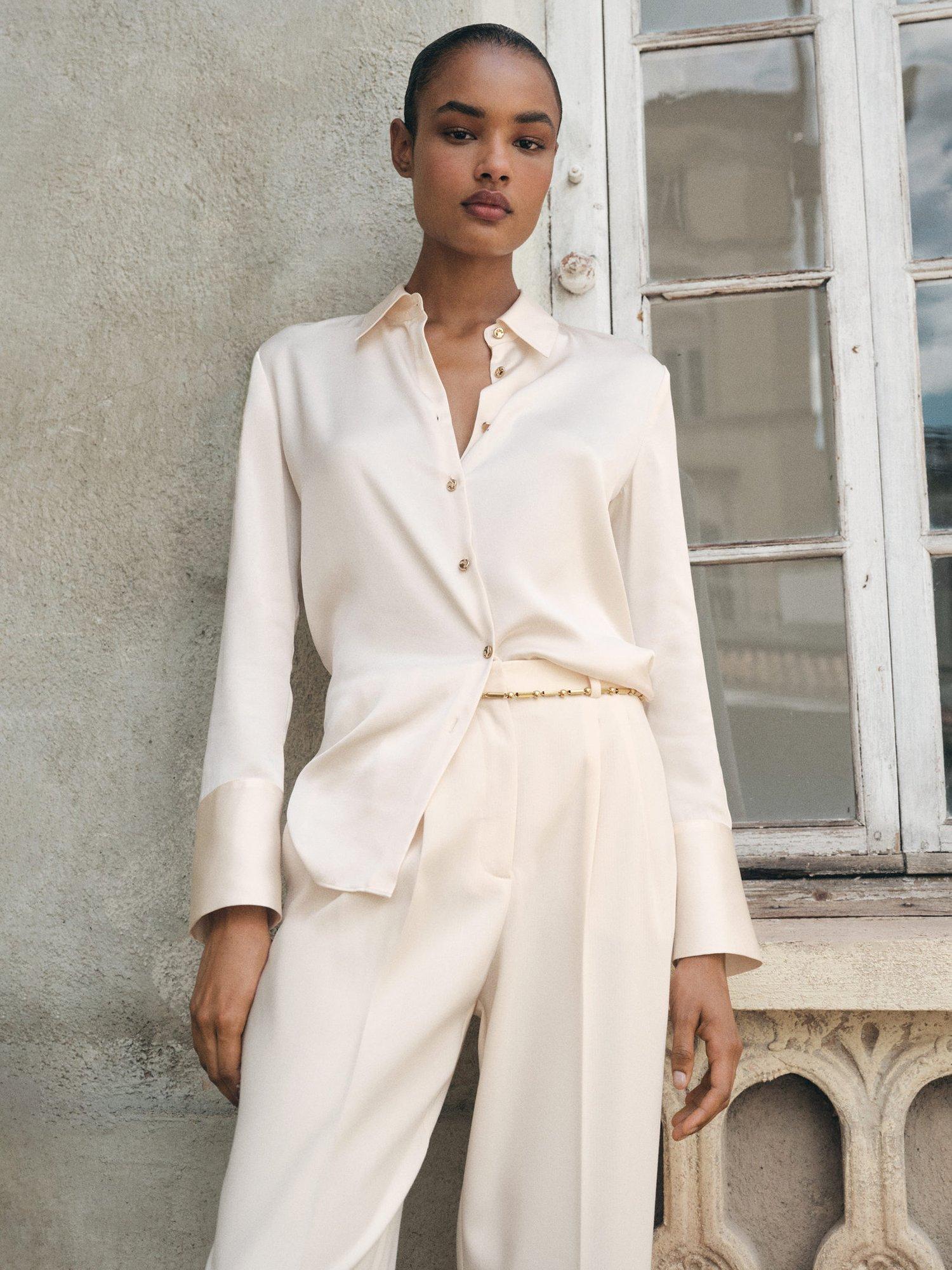 Product image 3 of 8, which shows Mango Ideale Long Sleeve Shirt, Natural White, 10