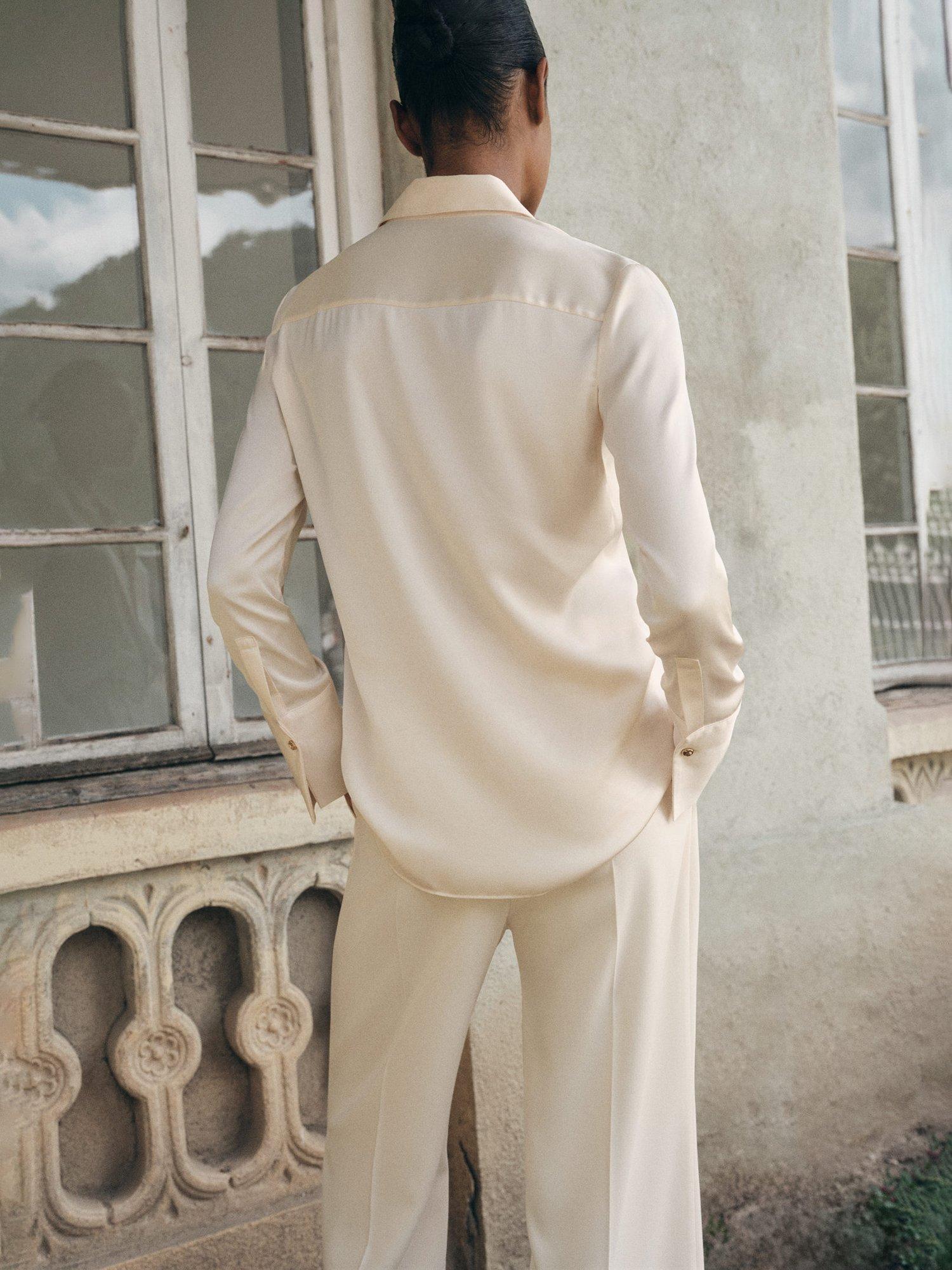 Product image 4 of 8, which shows Mango Ideale Long Sleeve Shirt, Natural White, 10