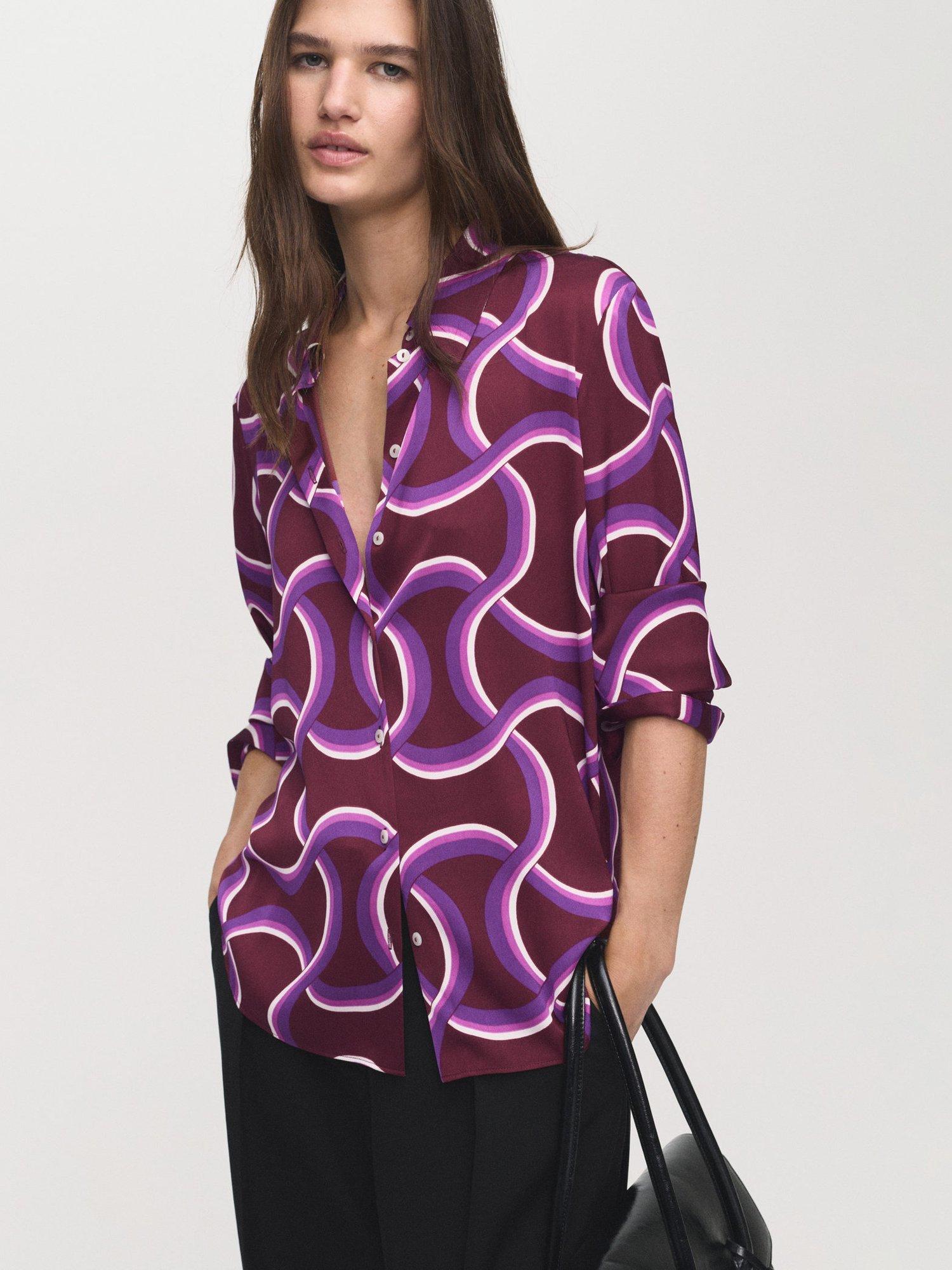 Product image 1 of 8, which shows Mango Ideale Swirl Shirt, Medium Purple, 10