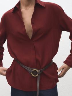 Mango Lima Long Sleeve Shirt - view 2, Rust