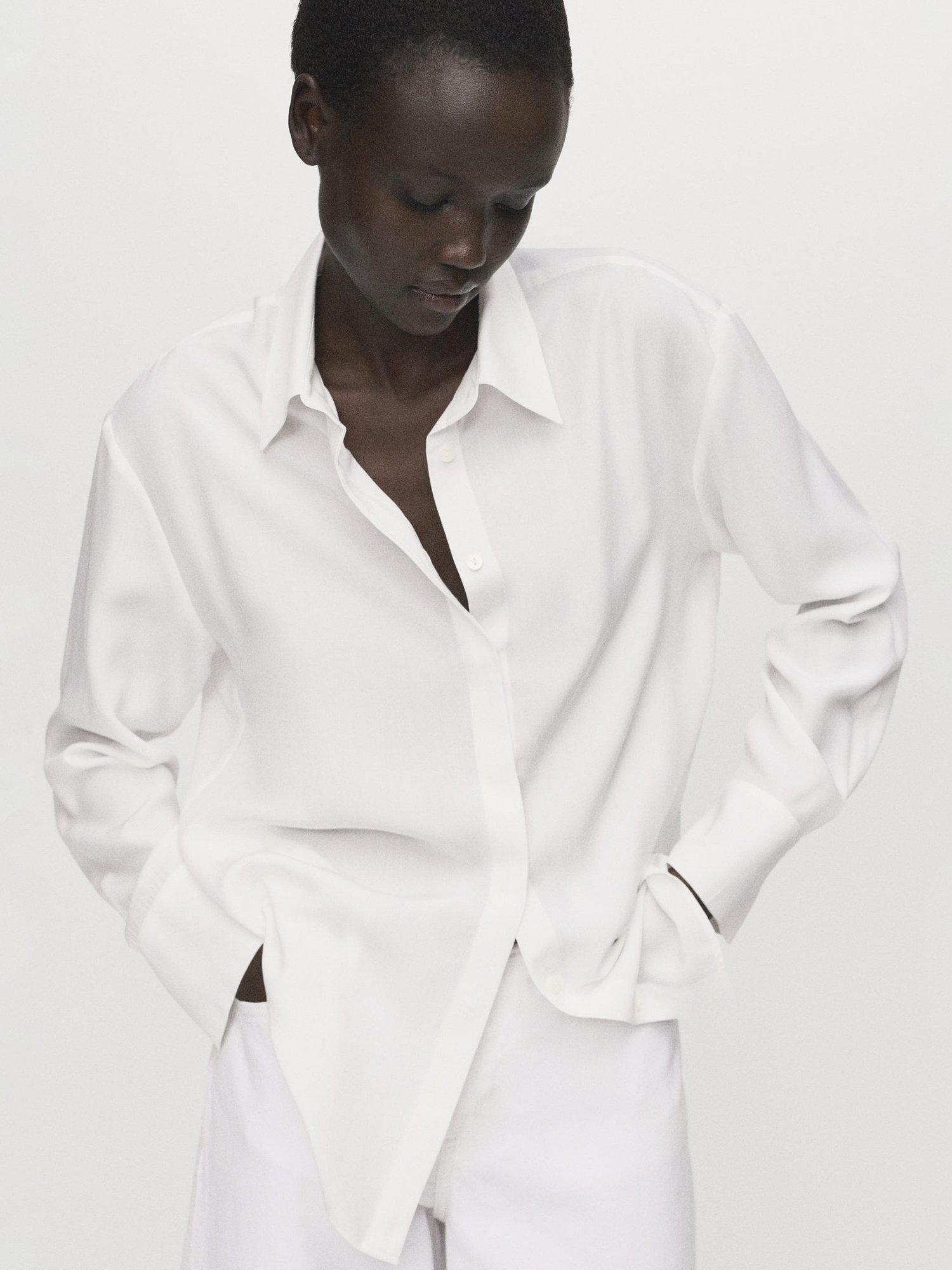 Product image 1 of 8, which shows Mango Lima Long Sleeve Shirt, Natural White, 4