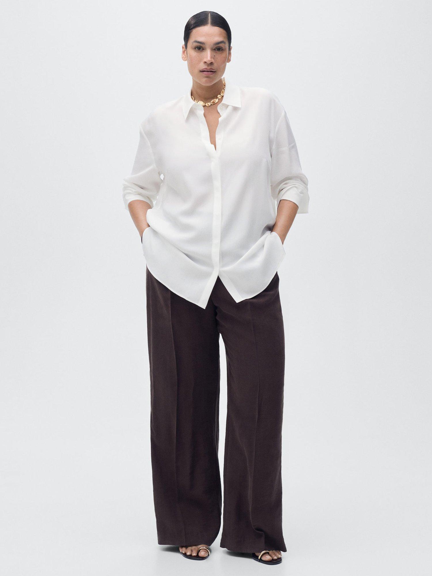 Product image 7 of 8, which shows Mango Lima Long Sleeve Shirt, Natural White, 4