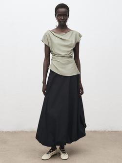 Mango Manta Drape Asymmetric Top - view 2, Aqua