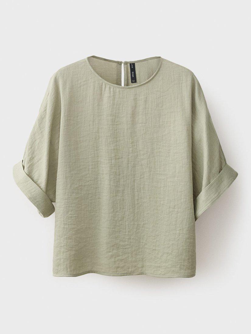 Product image 3 of 8, which shows Mango Salvia Elbow Sleeve Top, Aqua, 10