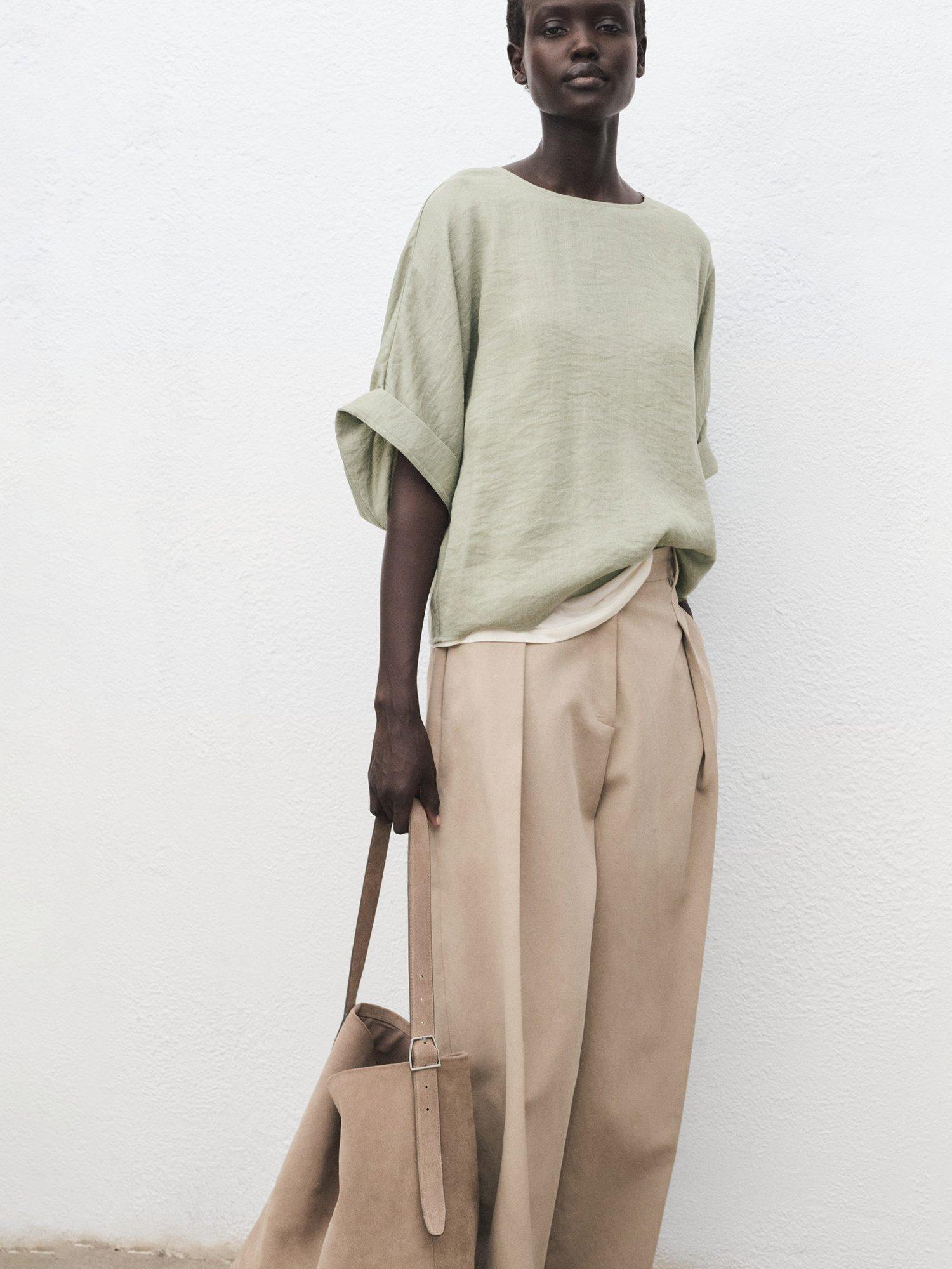 Product image 7 of 8, which shows Mango Salvia Elbow Sleeve Top, Aqua, 10