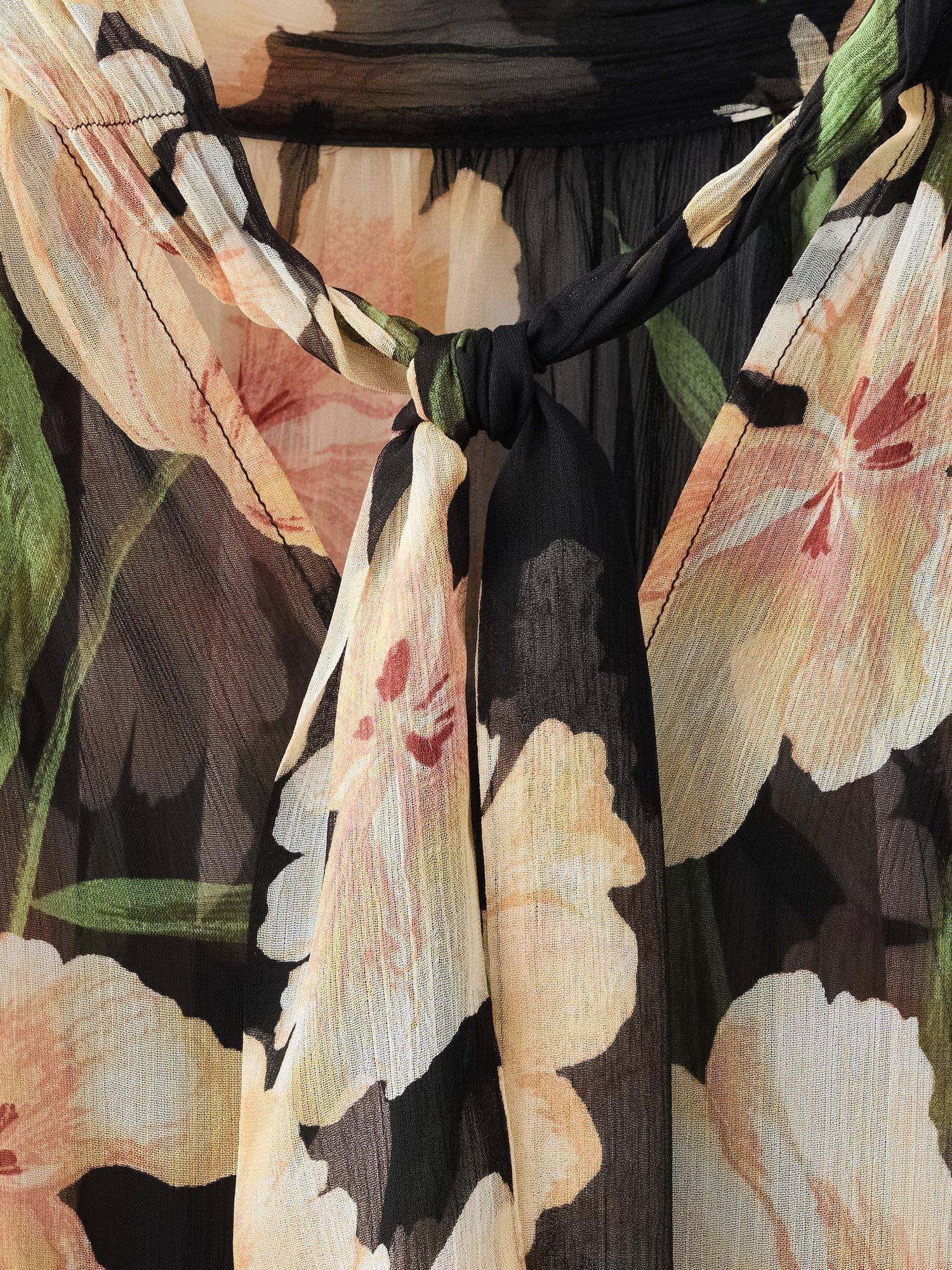 Product image 5 of 7, which shows Mango Salty Floral Blouse, Black, 10