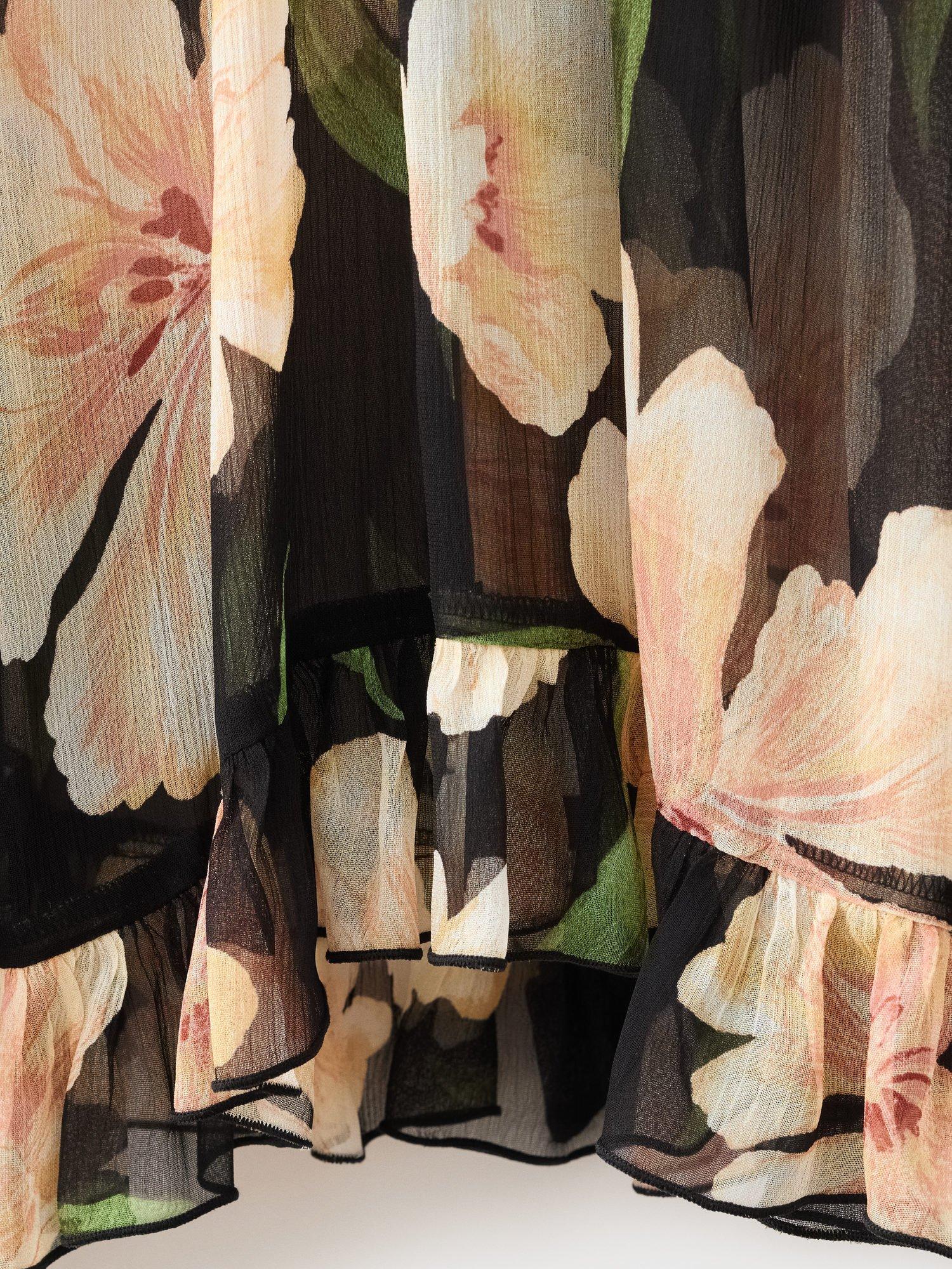 Product image 7 of 7, which shows Mango Salty Floral Blouse, Black, 10