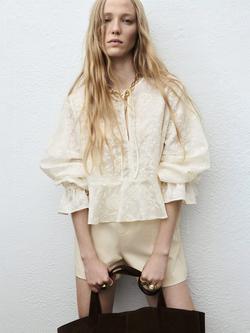 Mango Vivienne Embroidered Blouse, Natural White, Natural White