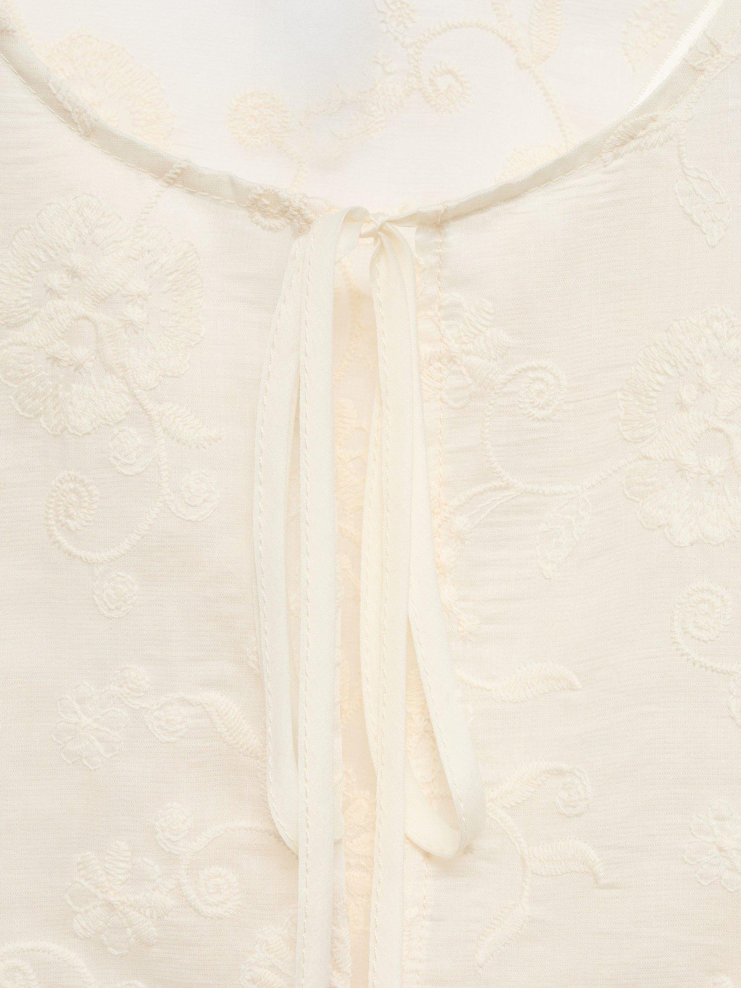 Product image 7 of 7, which shows Mango Vivienne Embroidered Blouse, Natural White, 6