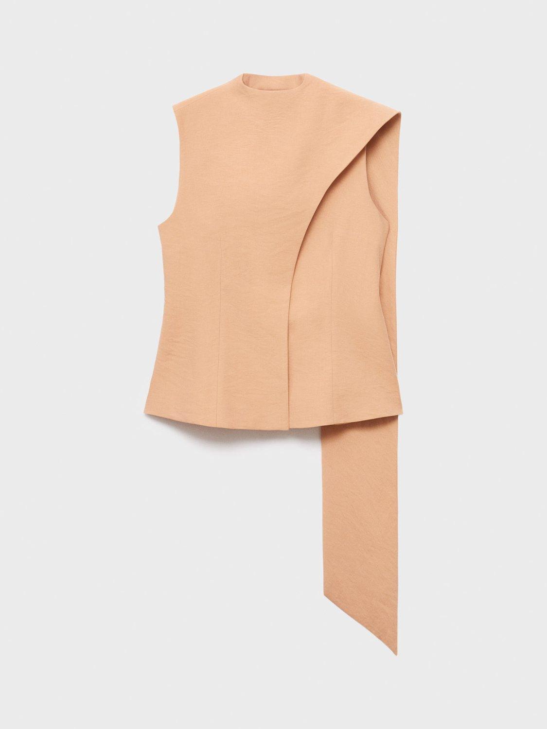 Product image 3 of 7, which shows Mango Cristy Scarf Detail Top, Pastel Pink, L