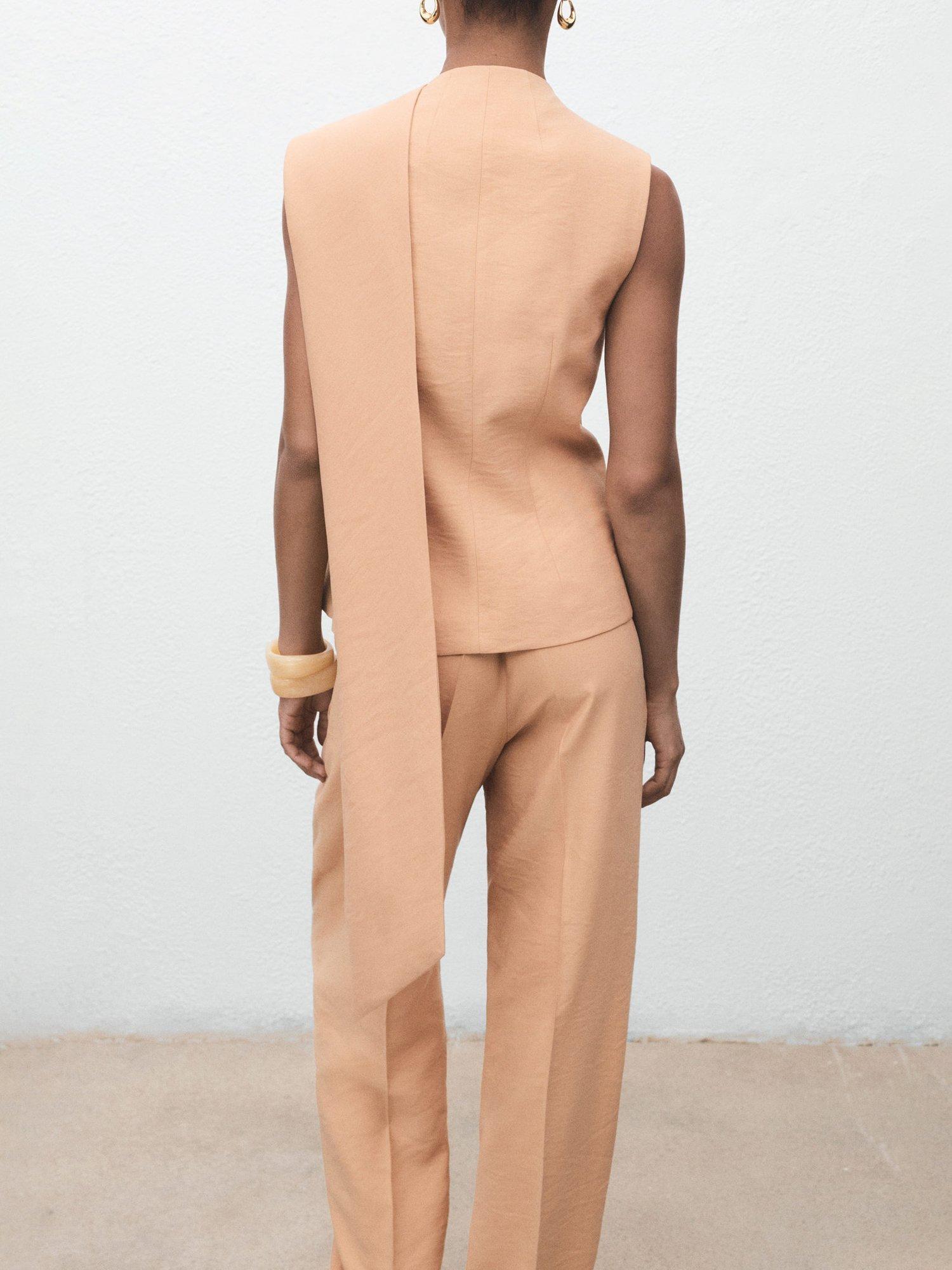 Product image 4 of 7, which shows Mango Cristy Scarf Detail Top, Pastel Pink, L