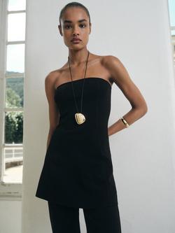 Mango Cucu Longline Knit Bandeau Top, Black, Black