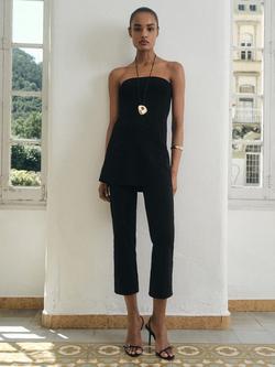 Mango Cucu Longline Knit Bandeau Top, Black - view 2, Black