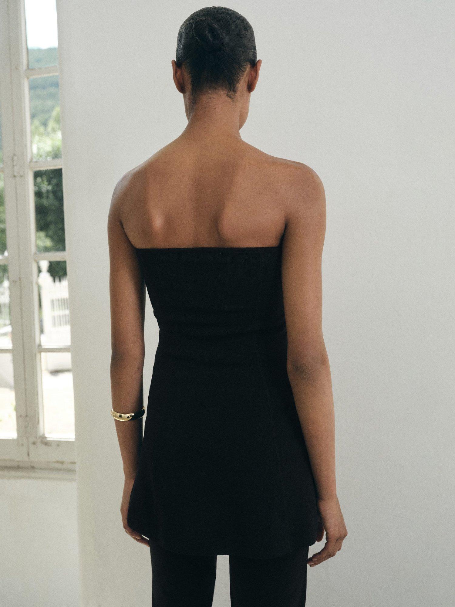 Product image 4 of 6, which shows Mango Cucu Longline Knit Bandeau Top, Black, L