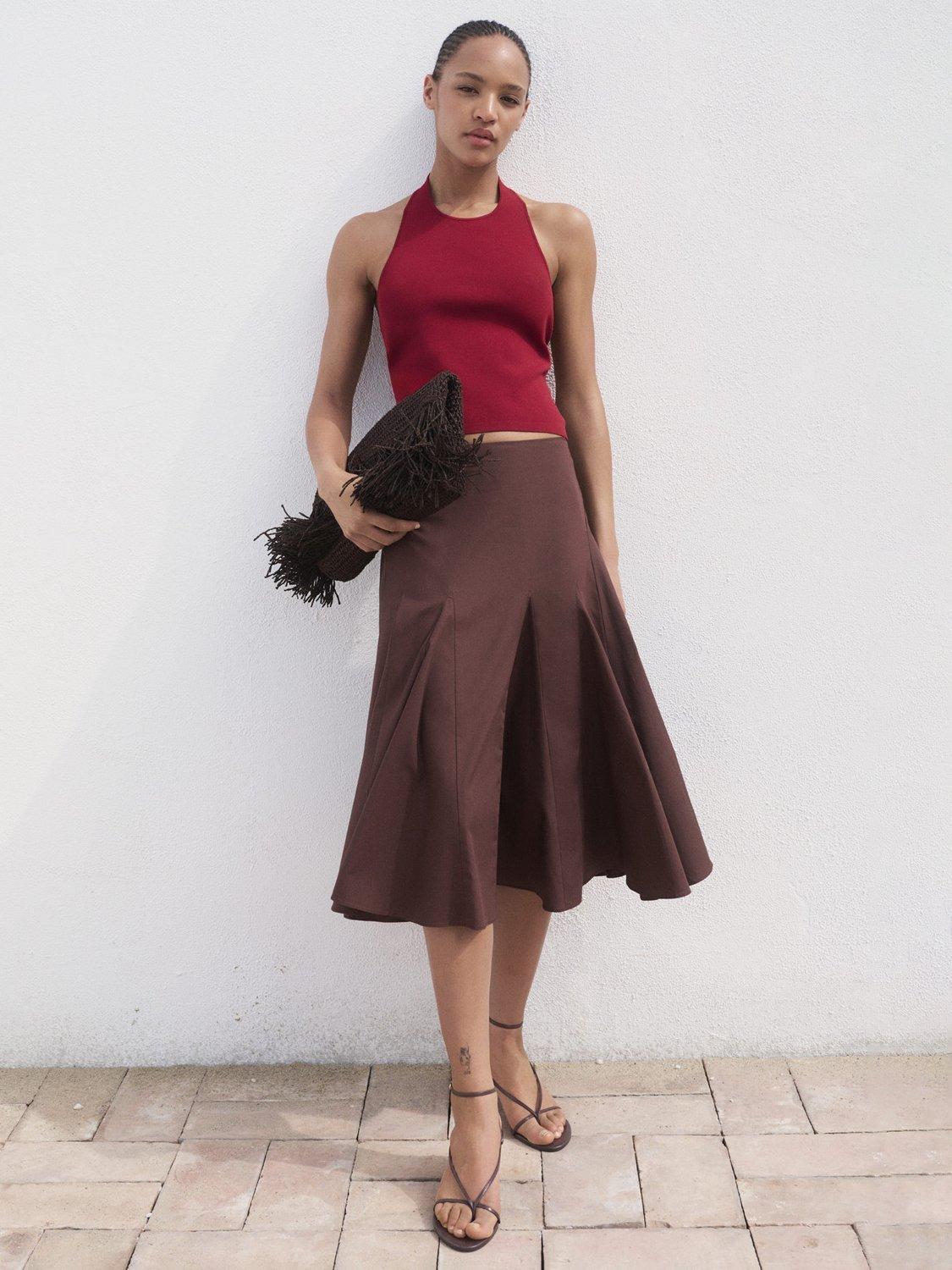 Product image 2 of 8, which shows Mango Gerard Halterneck Top, Dark Red, L