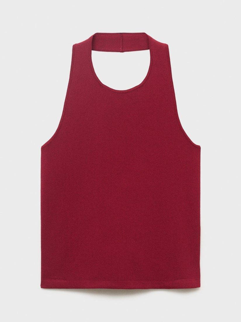 Product image 3 of 8, which shows Mango Gerard Halterneck Top, Dark Red, L