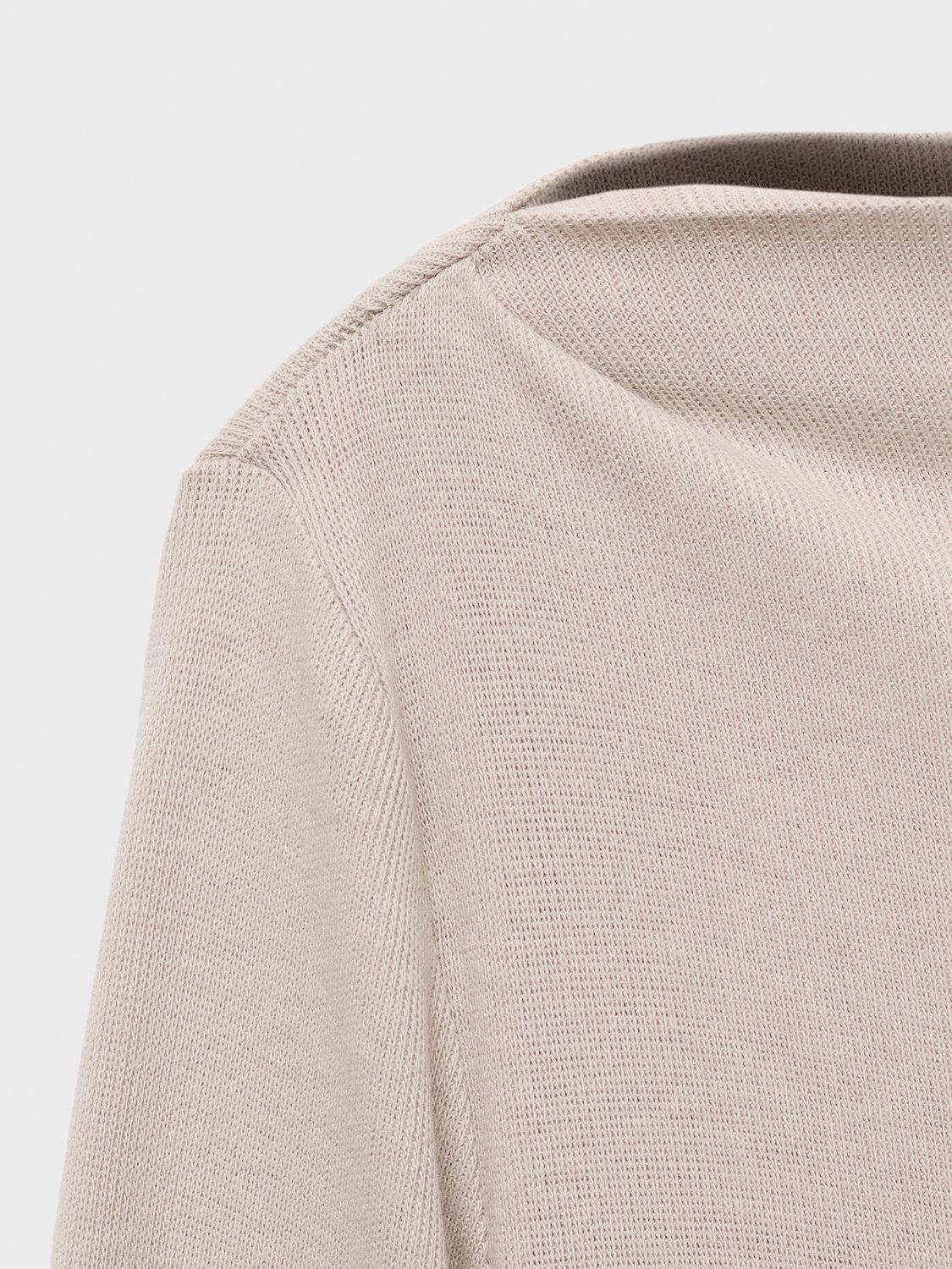 Product image 9 of 9, which shows Mango Lilobar Long Sleeve Slash Neck Top, Pastel Brown, XXS