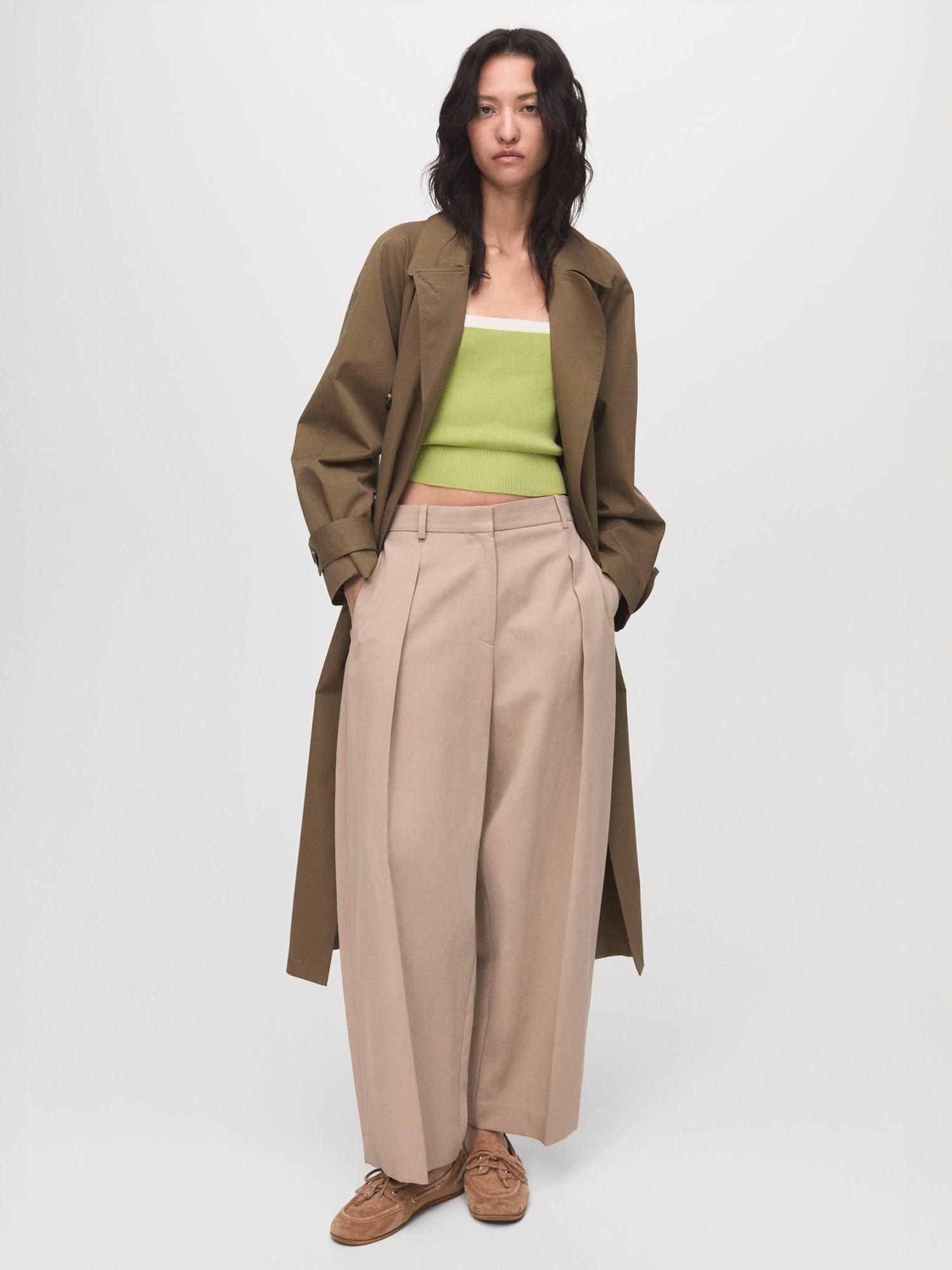 Product image 2 of 7, which shows Mango Moji Colour Contrast Strappy Top, Green, L