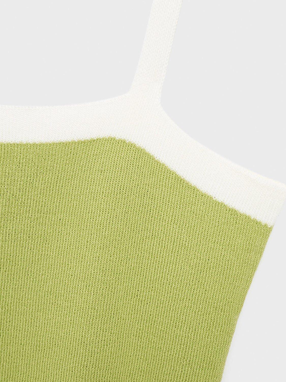 Product image 7 of 7, which shows Mango Moji Colour Contrast Strappy Top, Green, L