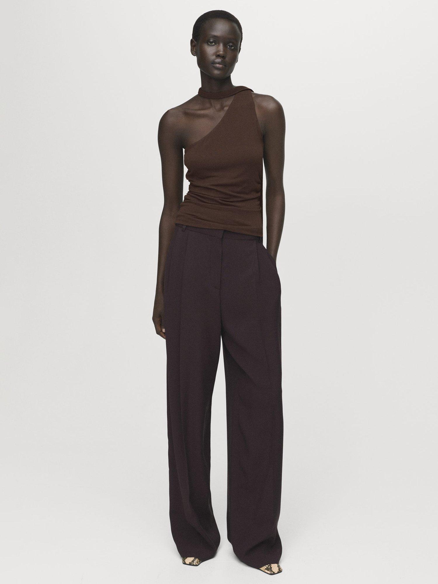 Product image 2 of 8, which shows Mango Salome Asymmetric Top, Brown, XL