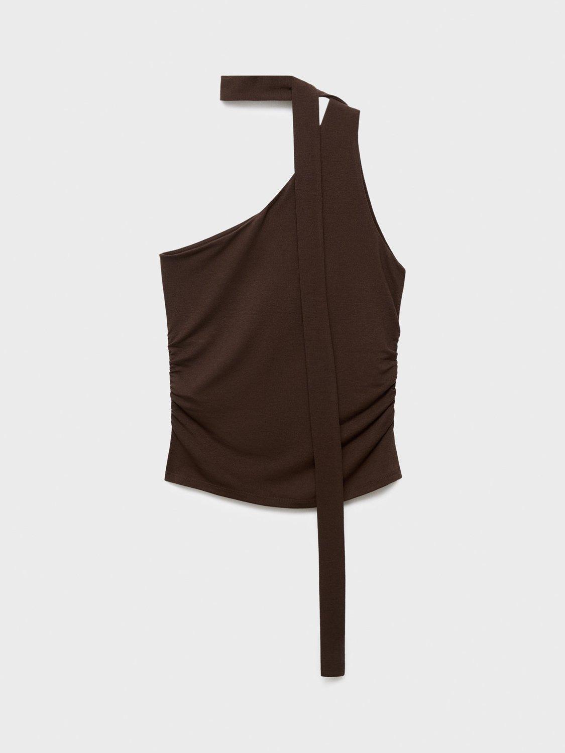 Product image 3 of 8, which shows Mango Salome Asymmetric Top, Brown, XL