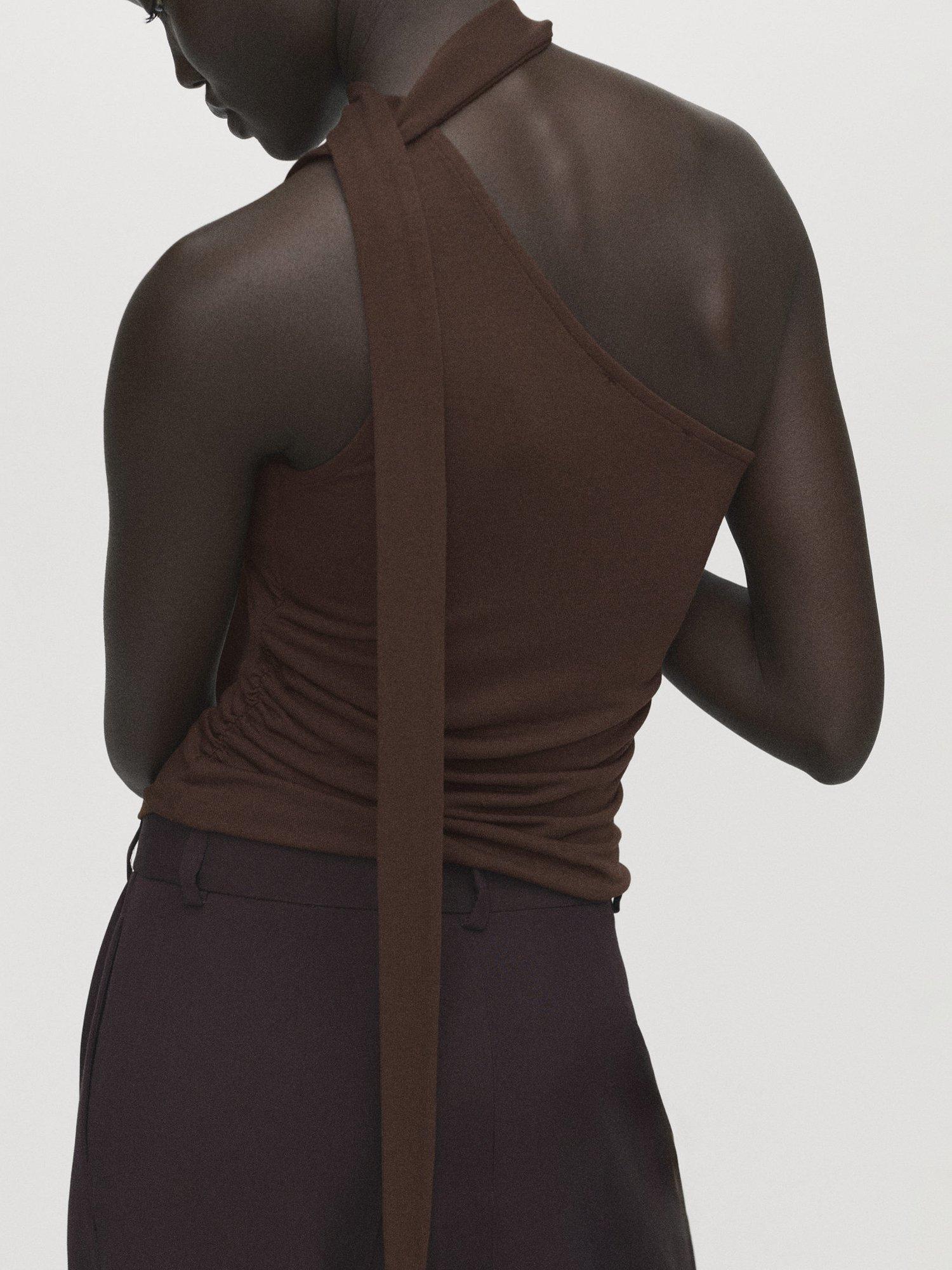 Product image 4 of 8, which shows Mango Salome Asymmetric Top, Brown, XL
