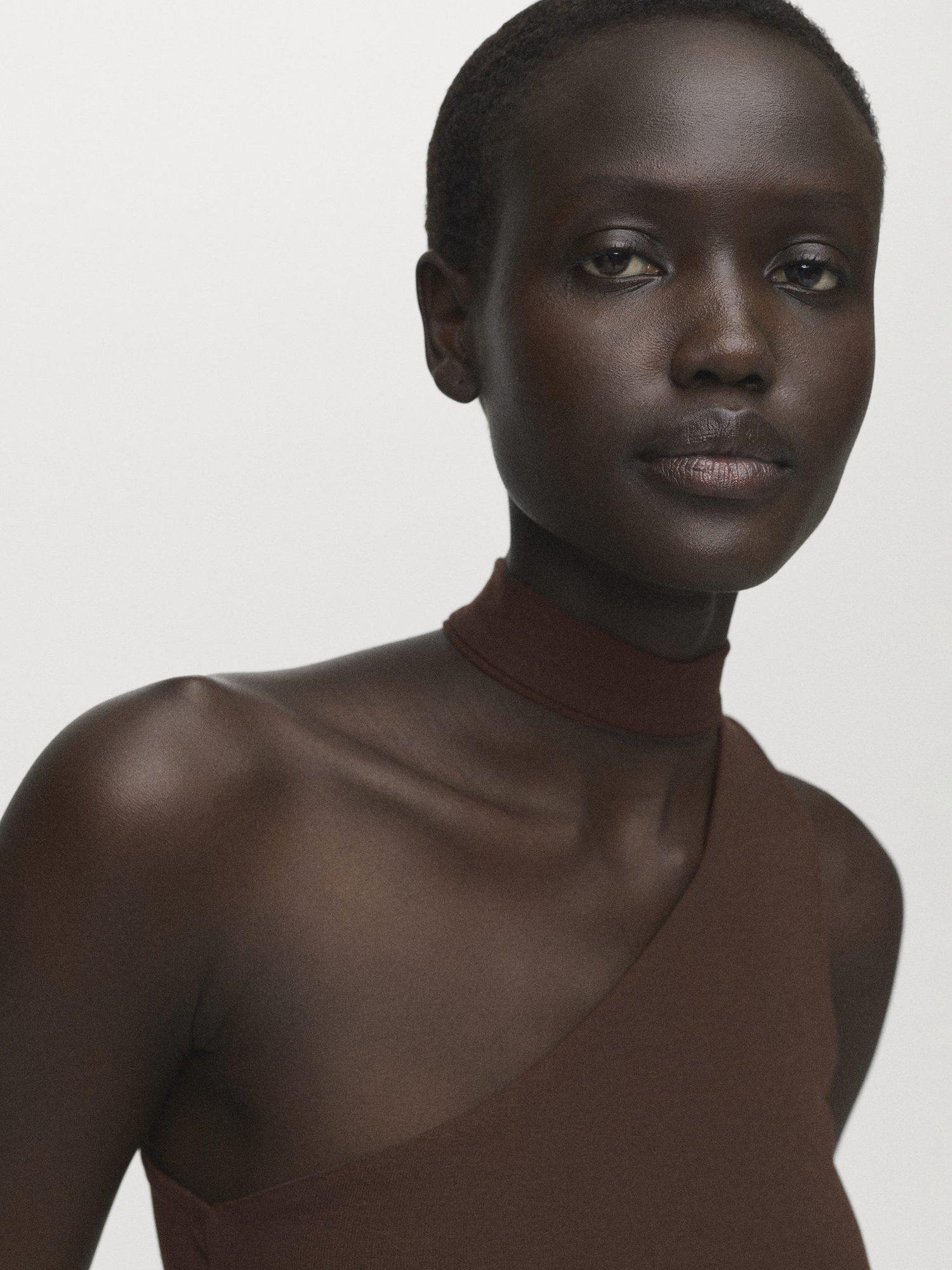 Product image 6 of 8, which shows Mango Salome Asymmetric Top, Brown, XL