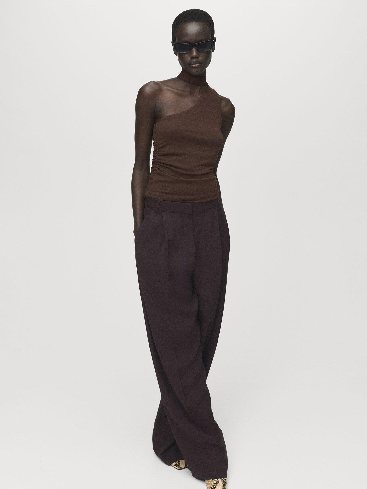 Product image 7 of 8, which shows Mango Salome Asymmetric Top, Brown, XL