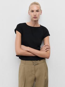 Mango Sandri Cropped T-Shirt, Black