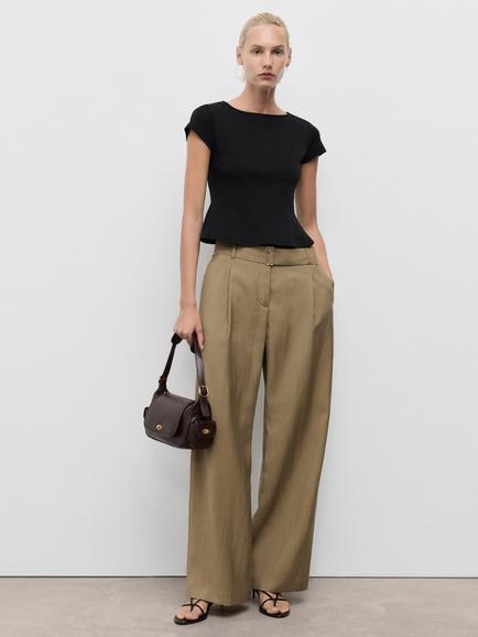 Mango Sandri Cropped T-Shirt - view 2, Black