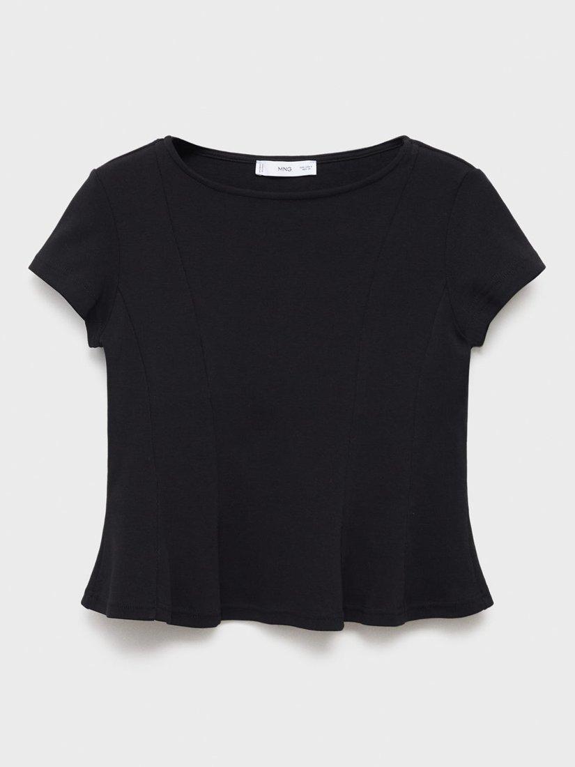 Product image 3 of 9, which shows Mango Sandri Cropped T-Shirt, Black, XXXL