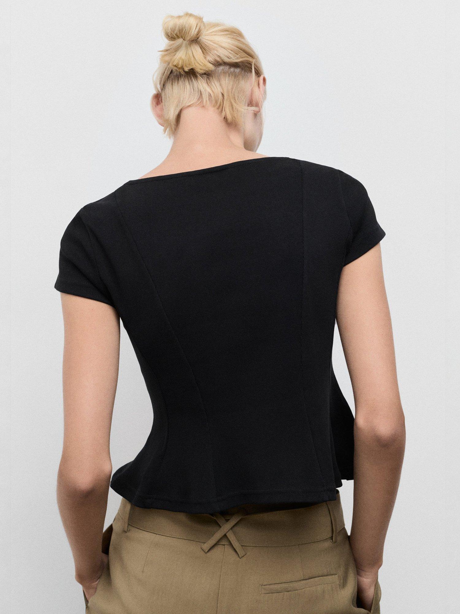 Product image 4 of 9, which shows Mango Sandri Cropped T-Shirt, Black, XXXL