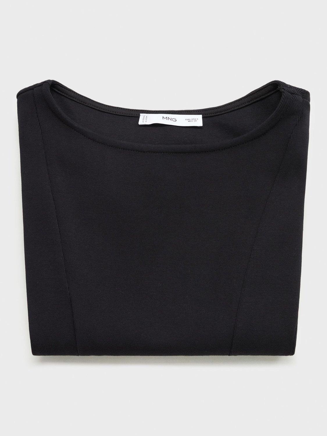 Product image 5 of 9, which shows Mango Sandri Cropped T-Shirt, Black, XXXL