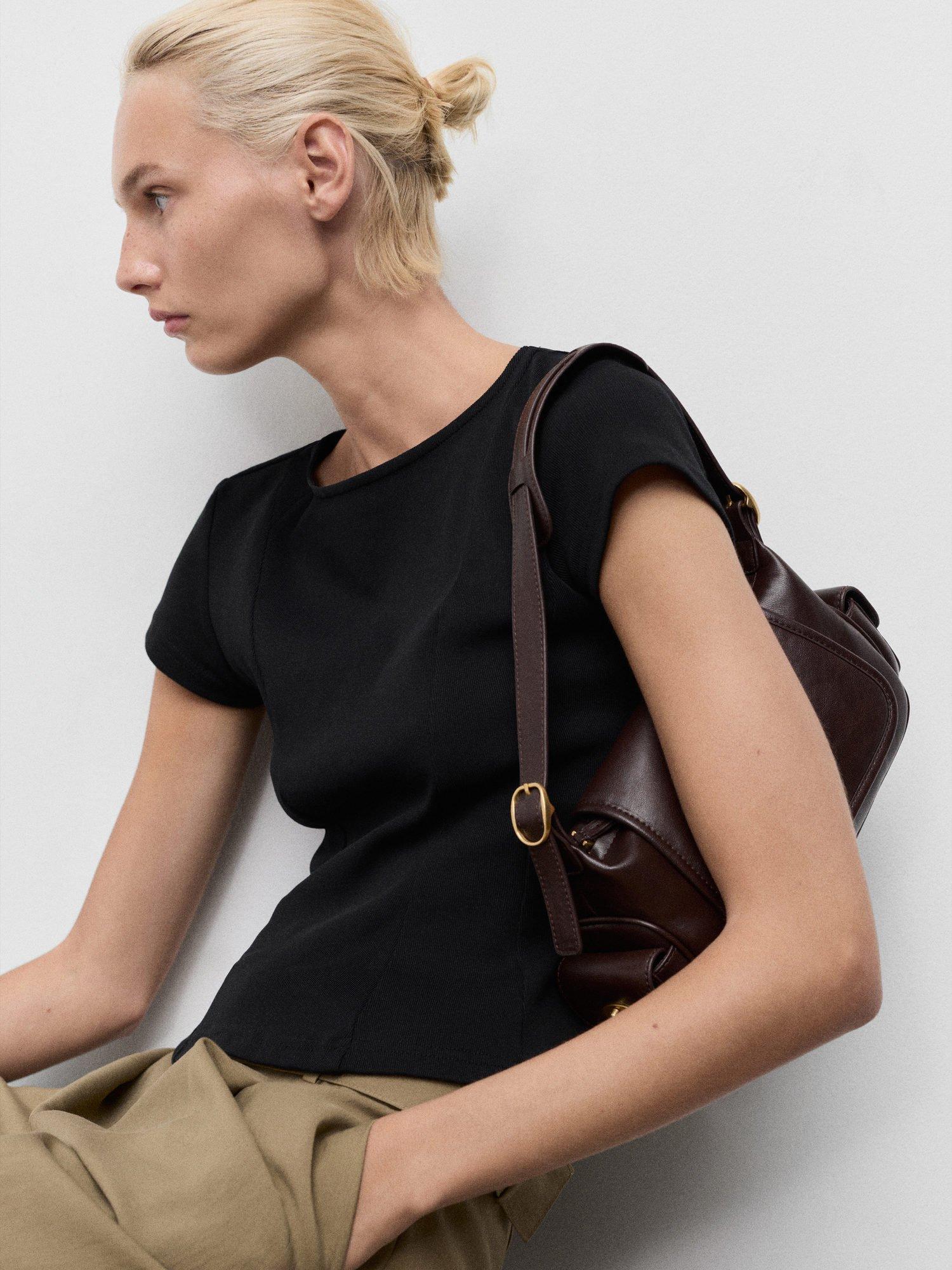 Product image 7 of 9, which shows Mango Sandri Cropped T-Shirt, Black, XXXL