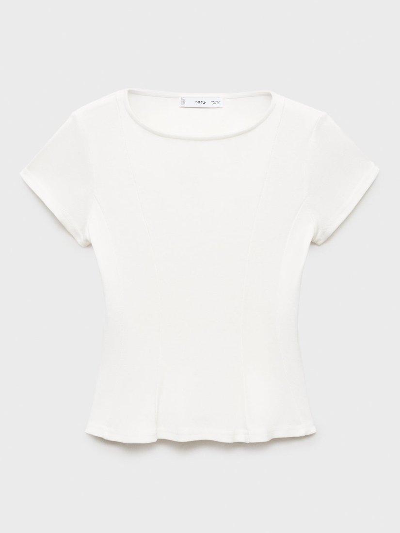 Product image 3 of 8, which shows Mango Sandri Cropped T-Shirt, White, XXS